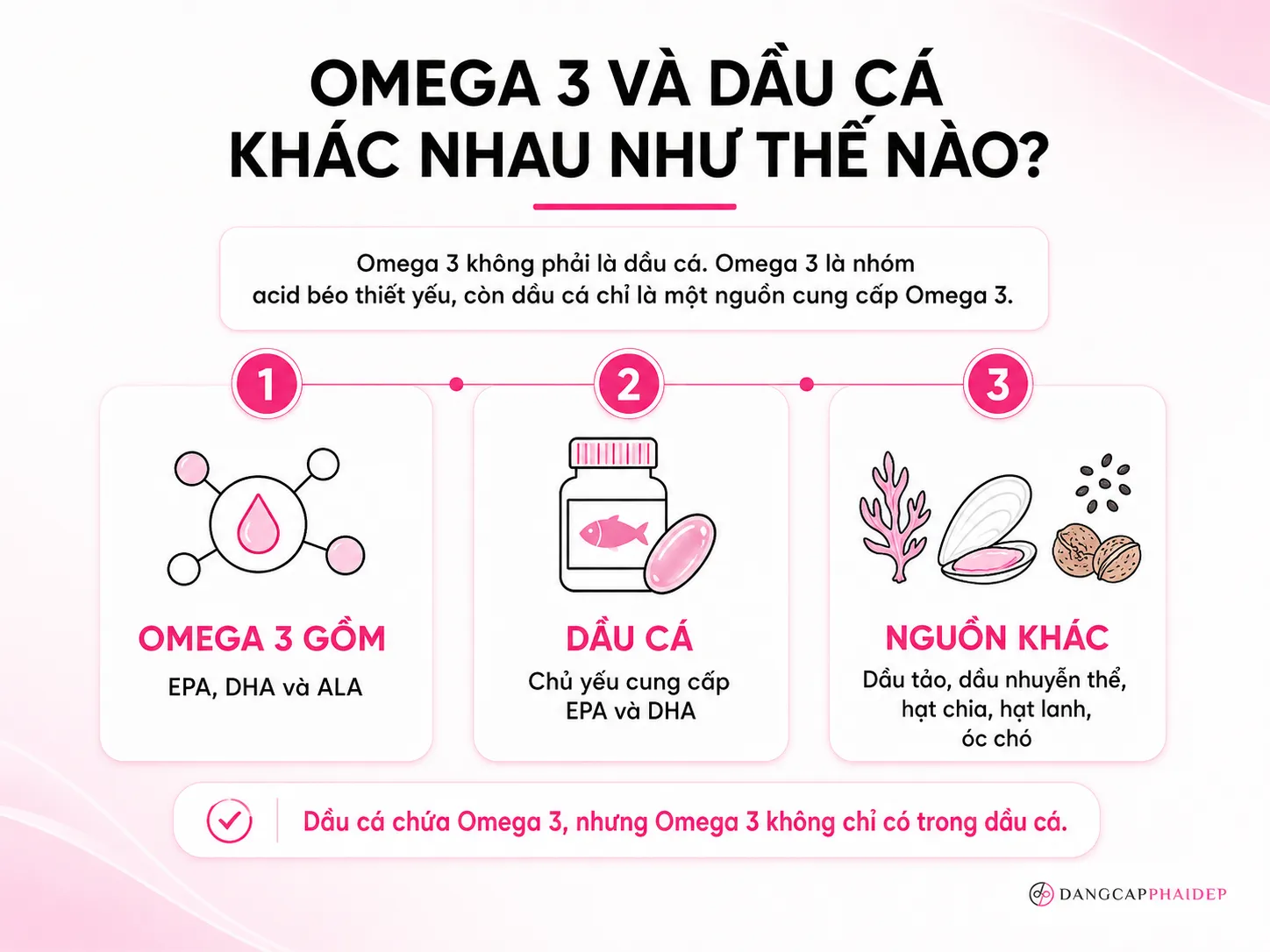 Omega 3 và dầu cá khác nhau như thế nào? Trả lời nhanh