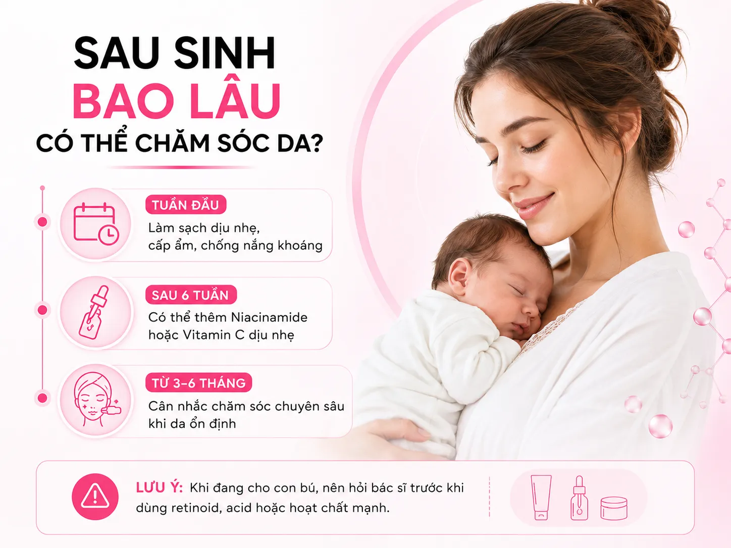 Sau sinh bao lâu thì được chăm sóc da và dùng mỹ phẩm?