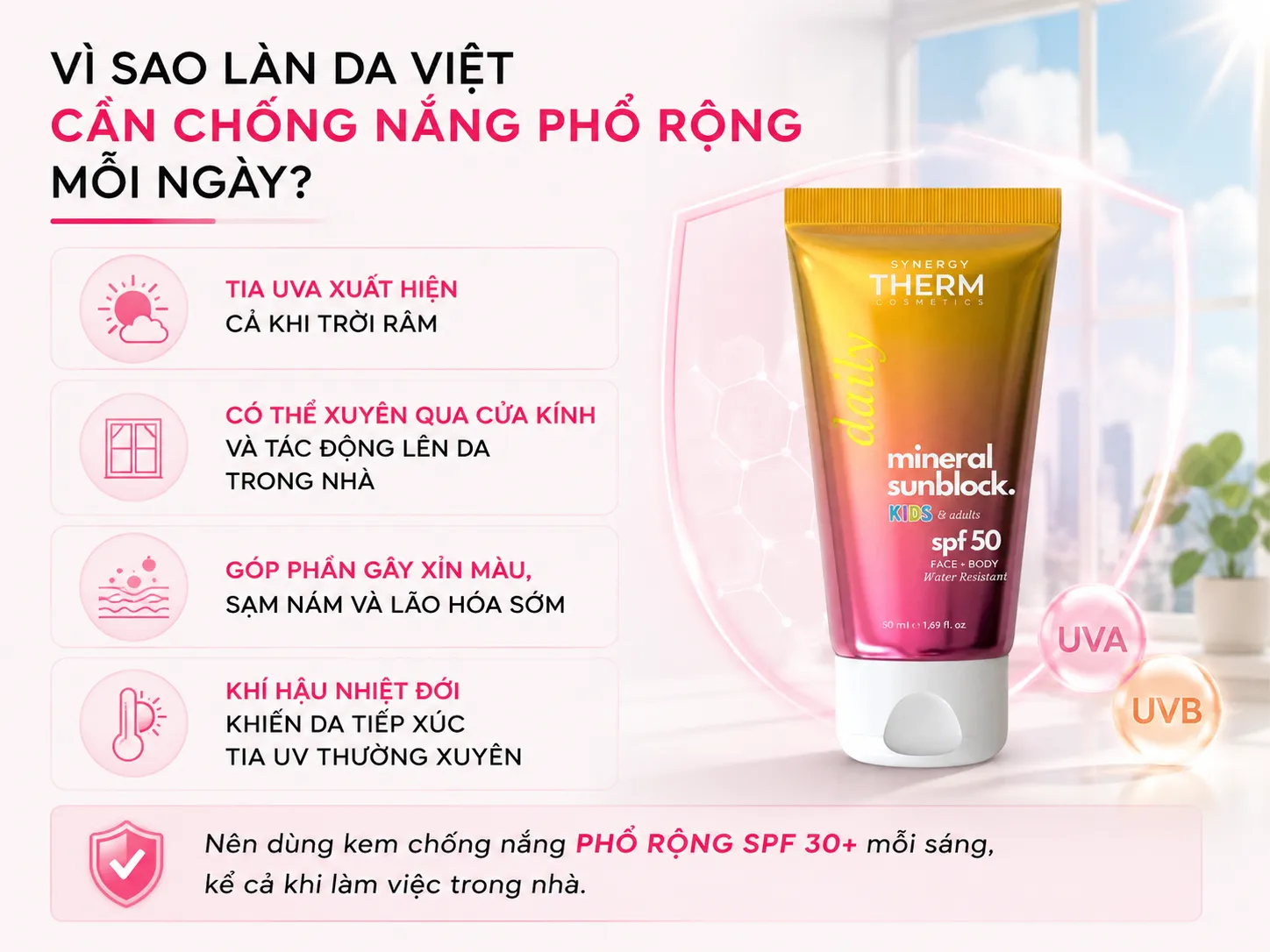 Vì sao làn da Việt cần kem chống nắng phổ rộng mỗi ngày