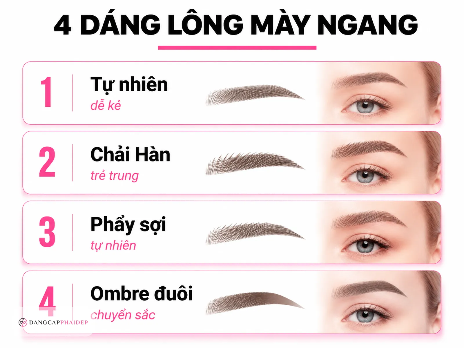 Các mẫu lông mày ngang đẹp được ưa chuộng
