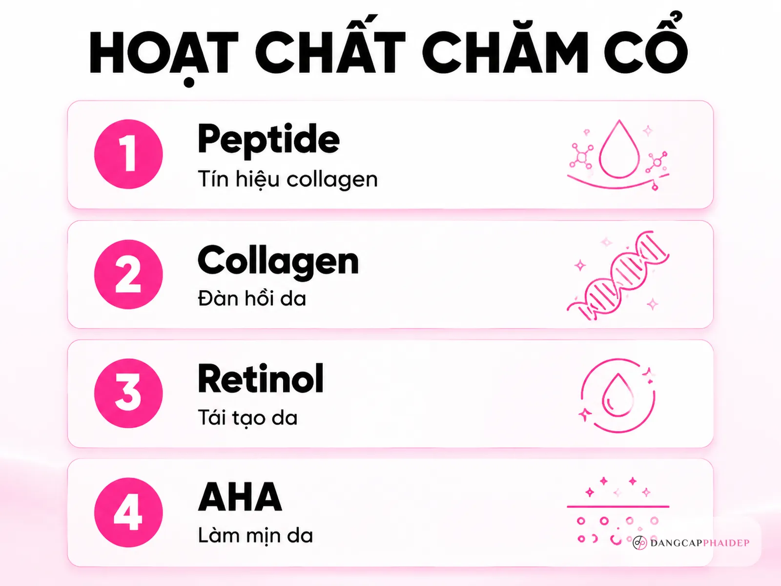 Thành phần và nồng độ an toàn cho vùng da cổ mỏng