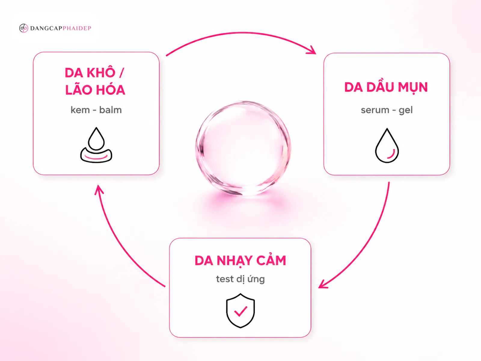 Infographic phân loại cách dùng vitamin E theo từng loại da