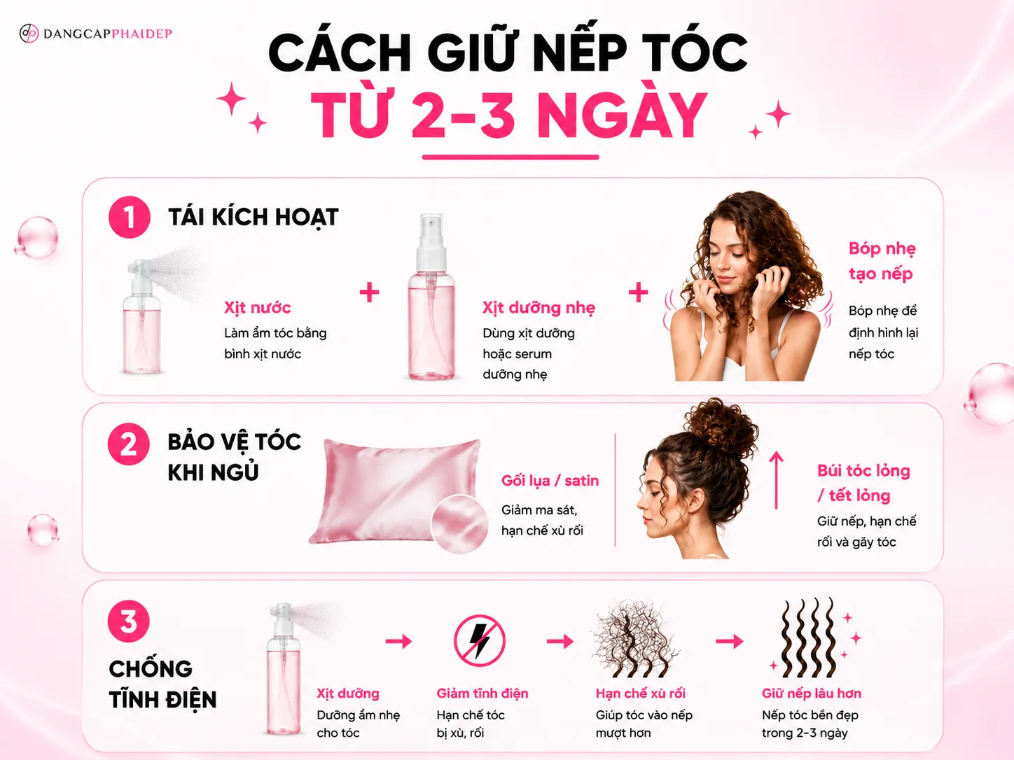 Giữ nếp tóc xoăn sang ngày thứ 2 và thứ 3
