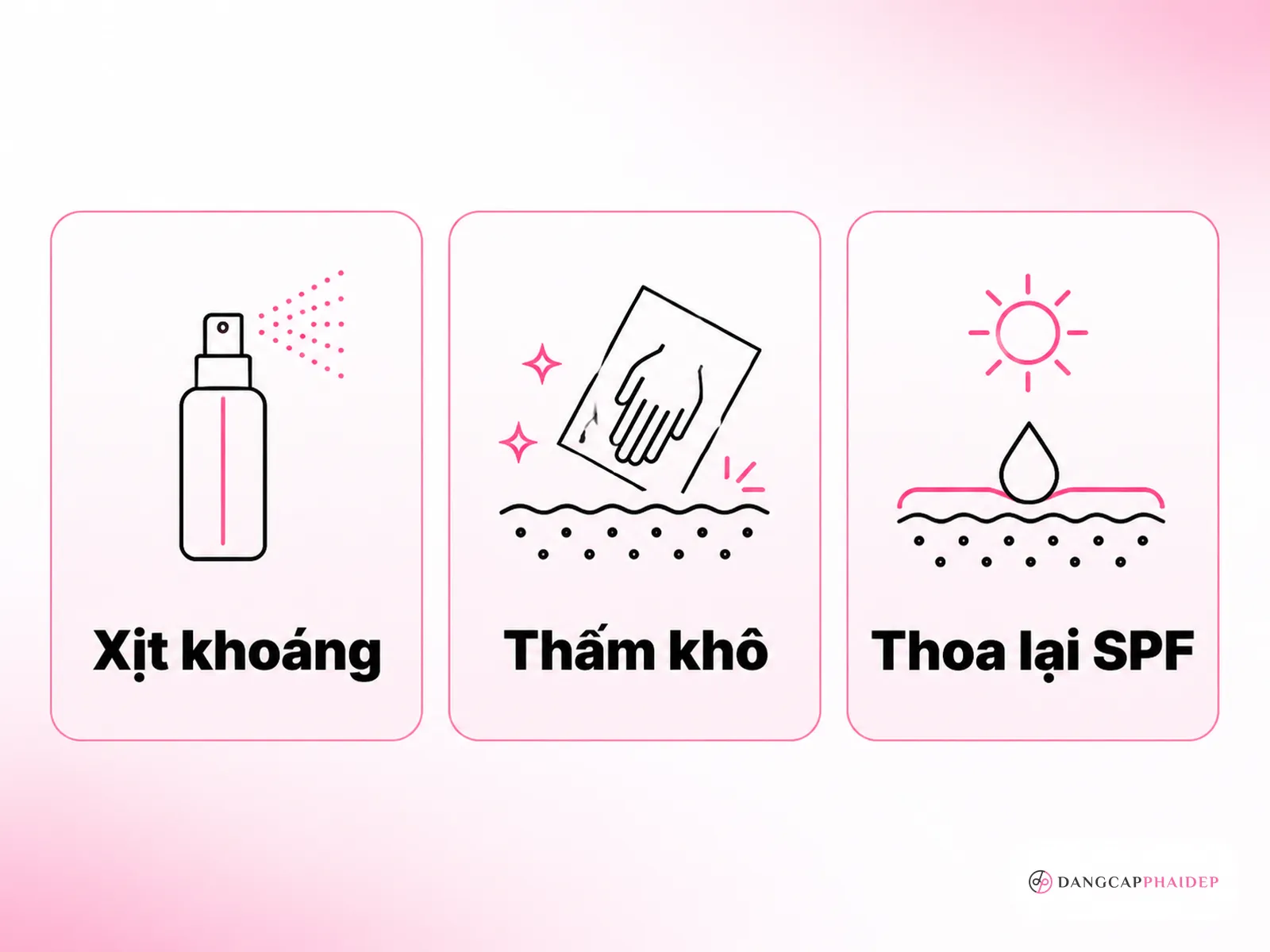 Cách dặm lại kem chống nắng giữa ngày khi da đổ mồ hôi hoặc trang điểm