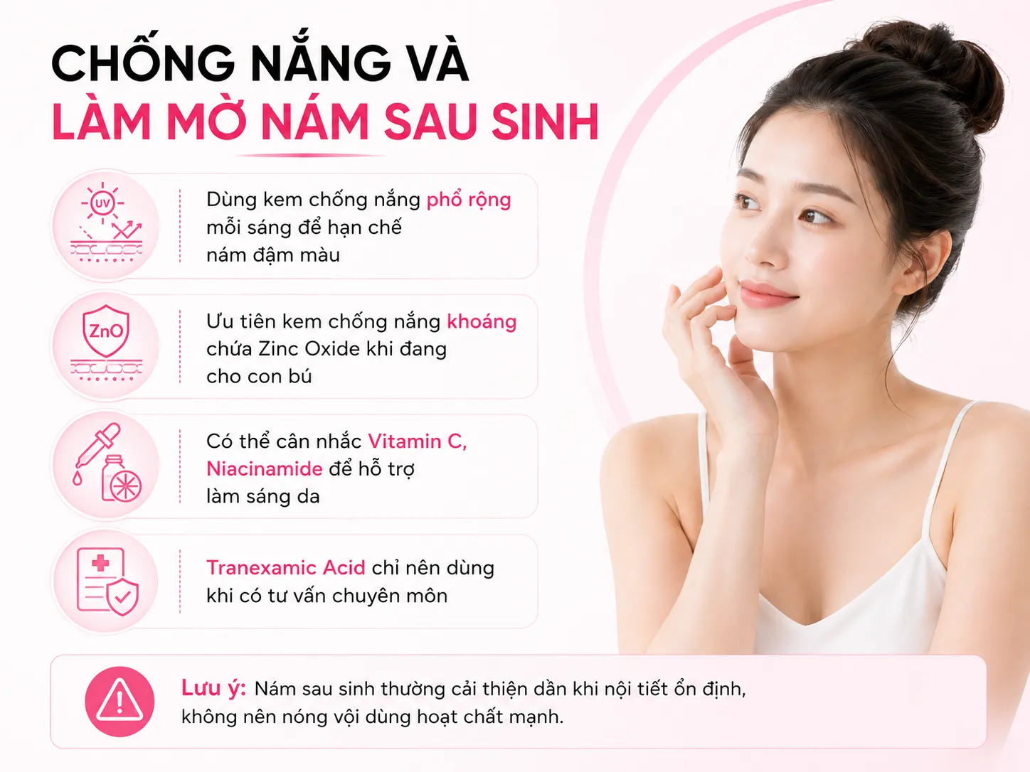 Chống nắng và làm mờ nám, sạm sau sinh đúng cách