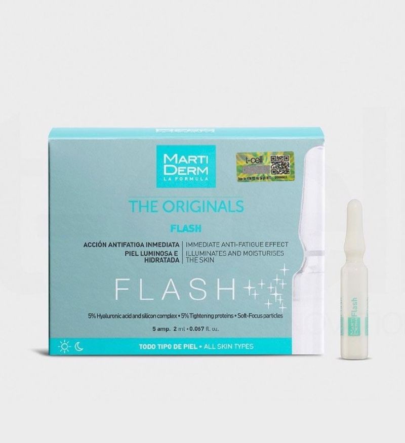 Tinh chất dưỡng ẩm, làm sáng và giảm mệt mỏi tức thì MartiDerm The Originals Flash 5 ống x 2ml