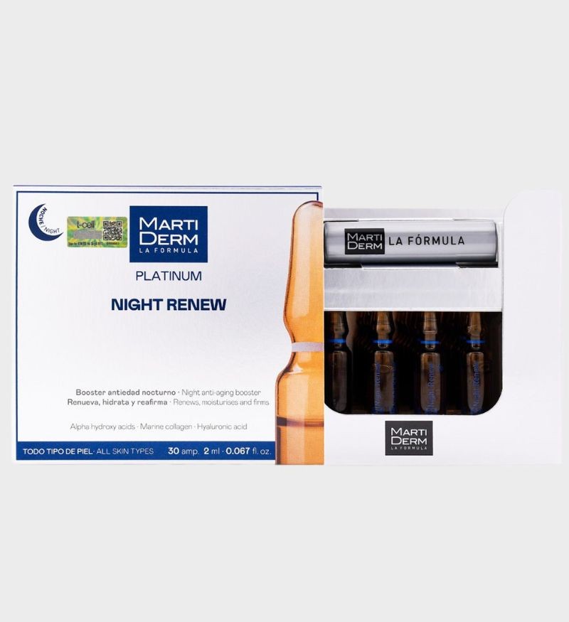 MartiDerm Platinum Night Renew Ampoule - Huyết Thanh Chống Lão Hóa, Tái Tạo Da Ban Đêm