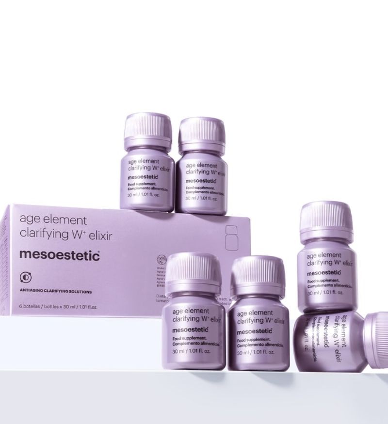 Nước uống trắng da, hỗ trợ làm đều màu và giảm sạm nám Mesoestetic Age Element Clarifying W+ Elixir 6 chai x 30ml