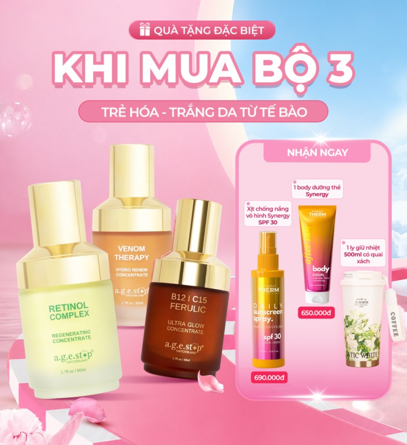 Bộ 3 trẻ hóa, làm sáng và chống lão hóa chuyên sâu Agestop