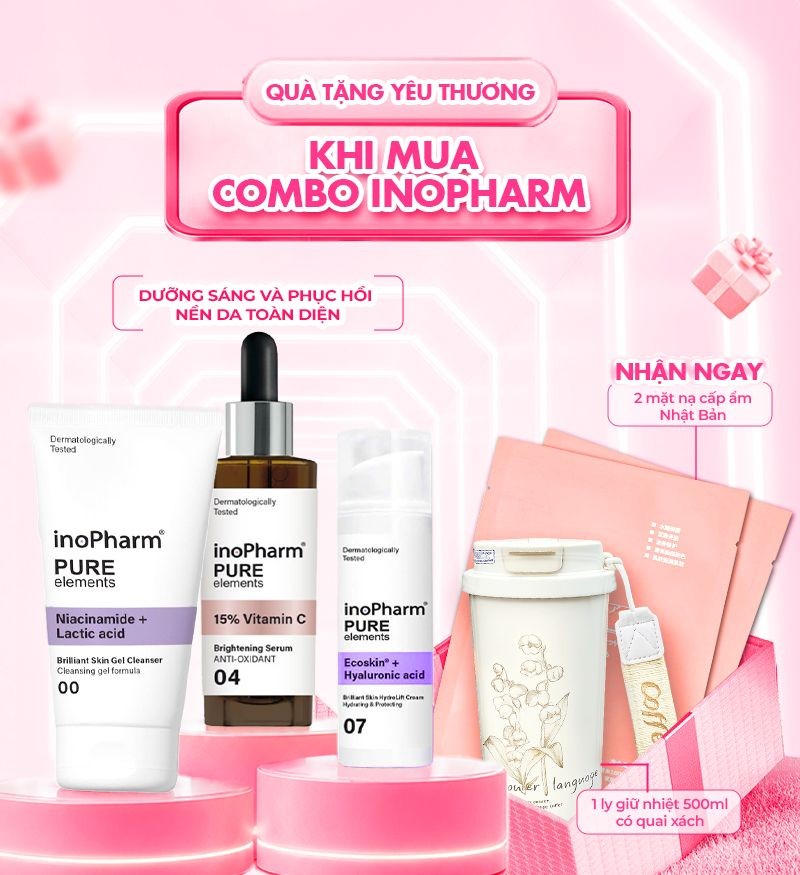 Combo chăm sóc da sáng khỏe, cấp ẩm và phục hồi chuyên sâu InoPharm
