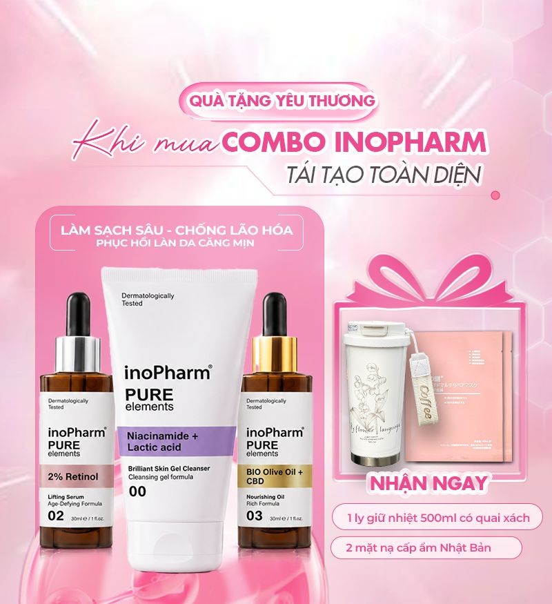 Combo chăm sóc da sáng khỏe, chống lão hóa và phục hồi chuyên sâu InoPharm