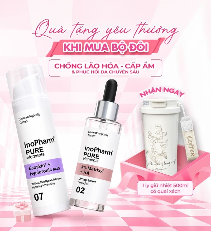 Combo chống lão hóa, cấp ẩm và phục hồi da InoPharm Pure Elements 3% Matrixyl + HA & Ecoskin + Hyaluronic Acid