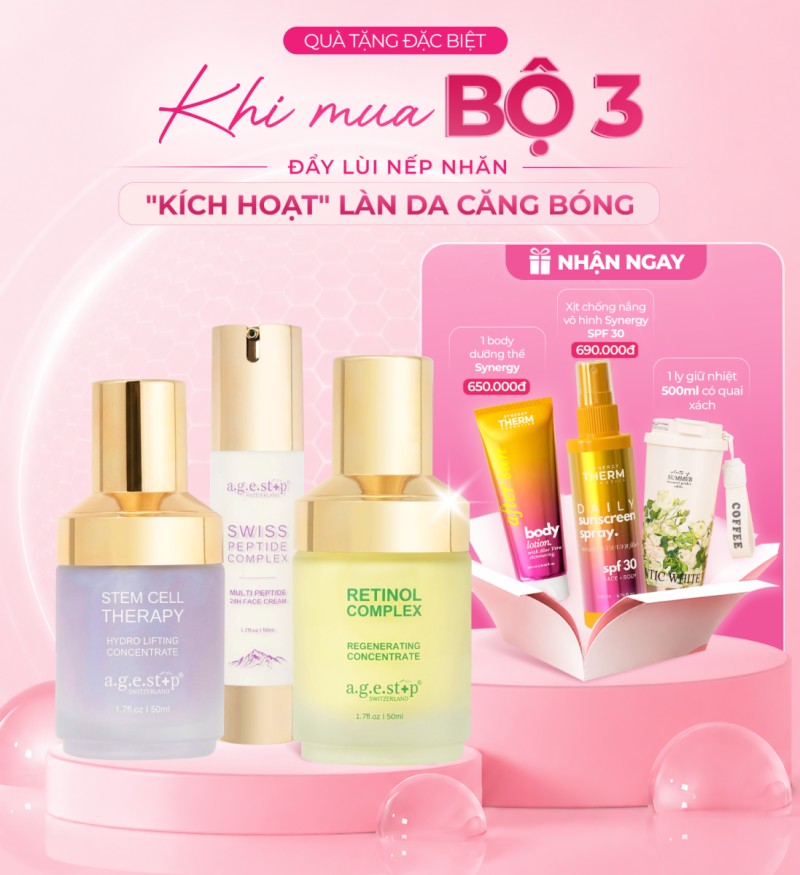 Combo tái tạo, nâng cơ và phục hồi da chuyên sâu Agestop