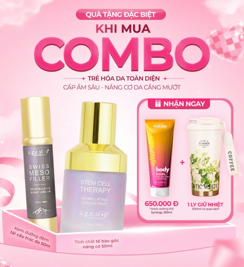 Combo trẻ hóa, nâng cơ và tái cấu trúc da chuyên sâu Agestop Meso Filler Night Cream & Stem Cell Therapy Concentrate