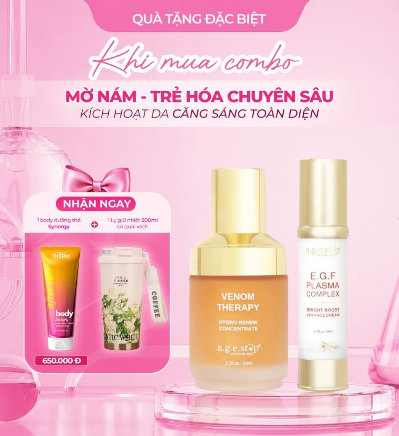 Combo mờ nám, làm sáng & trẻ hóa da chuyên sâu Agestop