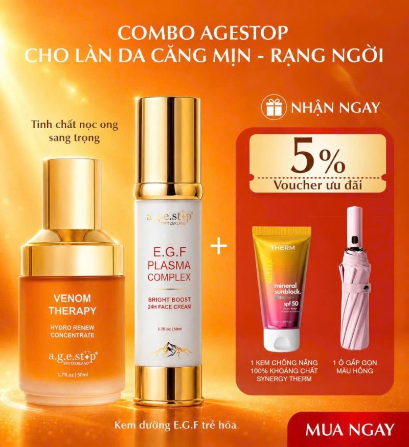 Combo mờ nám, làm sáng & trẻ hóa da chuyên sâu Agestop