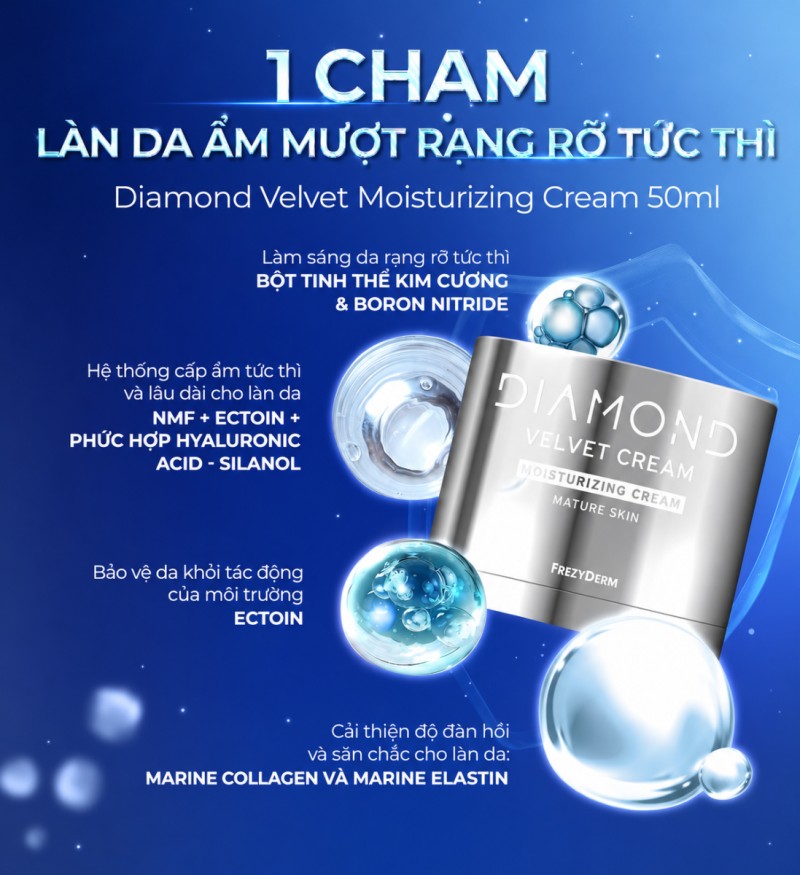 Kem dưỡng ẩm Frezyderm Diamond Velvet Moisturizing Cream cho da ẩm mượt tức thì 50ml