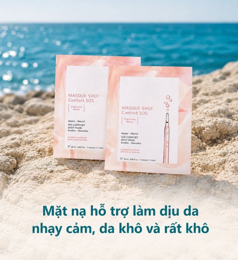 Mặt nạ giấy làm dịu, phục hồi da khô và da nhạy cảm Thalgo SOS Comfort Shot Mask 20ml