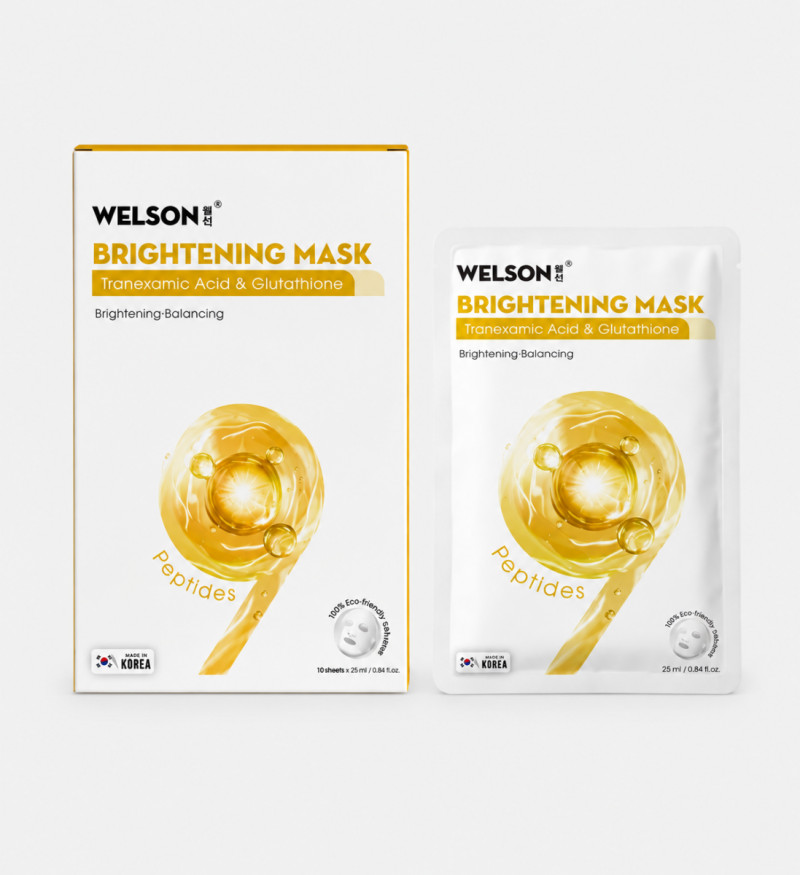 Mặt nạ dưỡng trắng, cấp ẩm và làm mềm da Welson Brightening Mask 10 miếng x 25ml