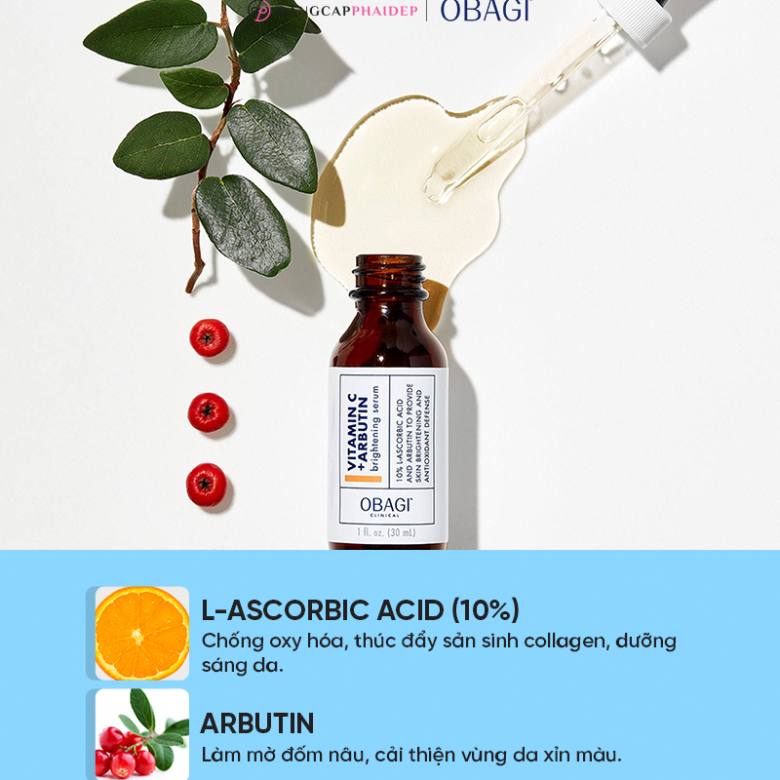 Tinh chất dưỡng da Obagi Clinical Vitamin C+ Arbutin Brightening Serum có thể làm sáng da như thế nào?
