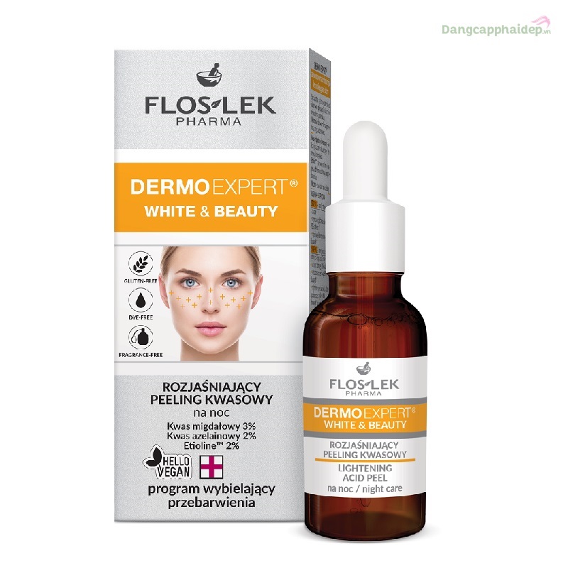 Dung dịch tẩy tế bào chết Floslek DERMO EXPERT White and Beauty Lightening acid peel night care 30ml