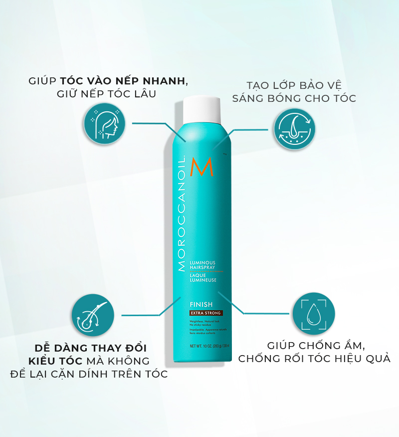Công dụng của Moroccanoil Luminous Hairspray Extra Strong