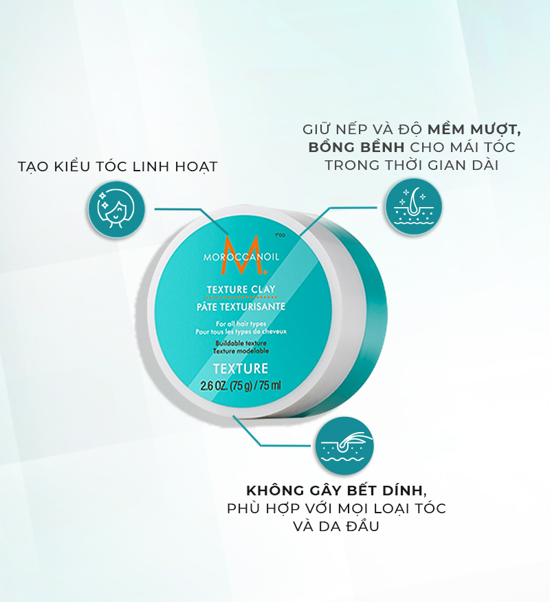Sáp tạo kiểu Moroccanoil Texture Clay hũ 75ml