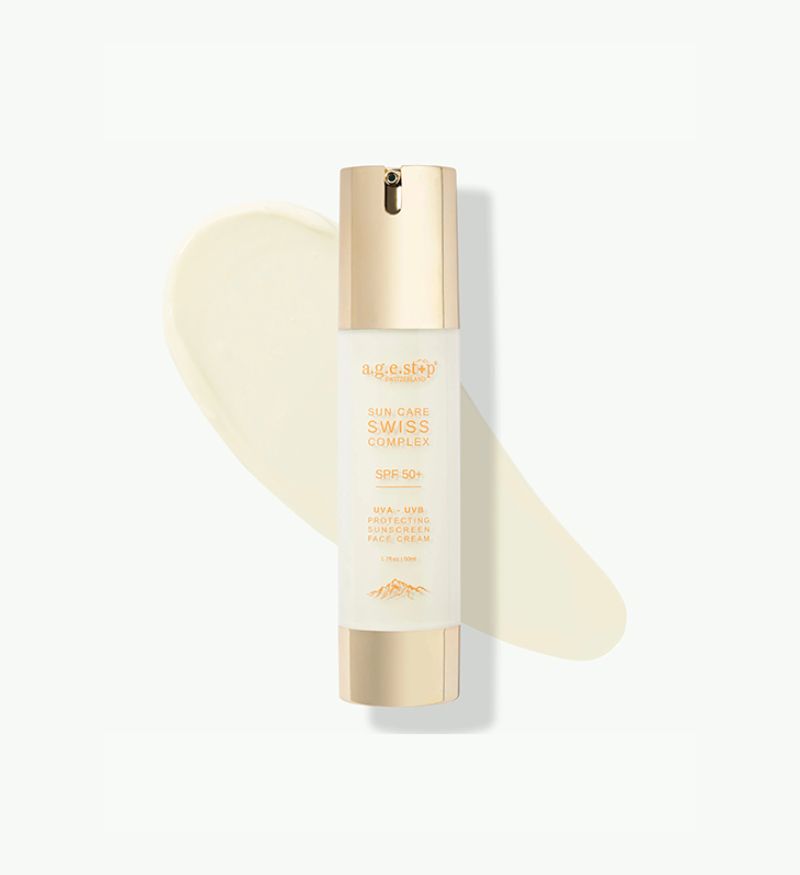 Kem chống nắng phổ rộng dưỡng ẩm & tái sinh làn da Agestop Swiss Suncare Complex SPF 50+ chai 50ml - MS AT30