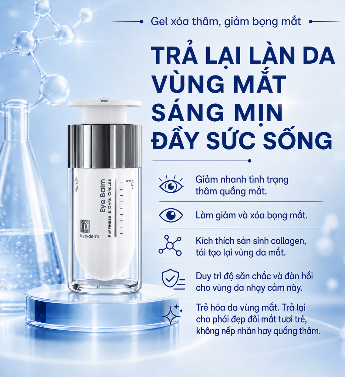 Gel xóa thâm, giảm bọng mắt Frezyderm Eye Balm 15ml