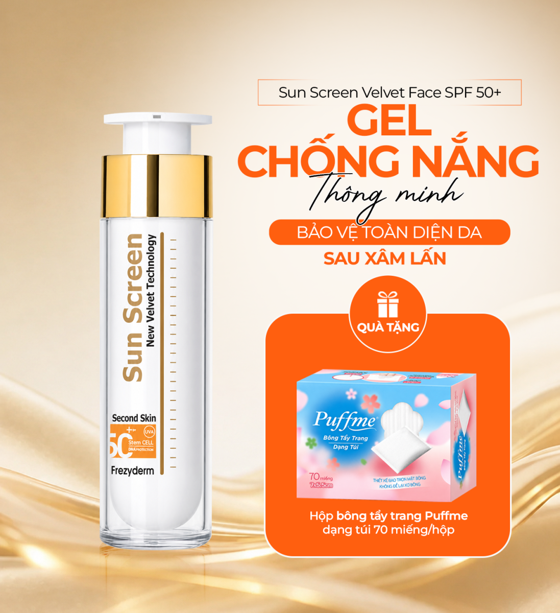 Frezyderm Sun Screen Velvet Face SPF 50+ 50ml - Gel chống nắng thông minh