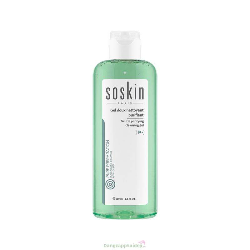 Gel rửa mặt diệt khuẩn Soskin Gentle Purifying Cleansing Gel giúp hỗ trợ trị mụn và kháng viêm hiệu quả.