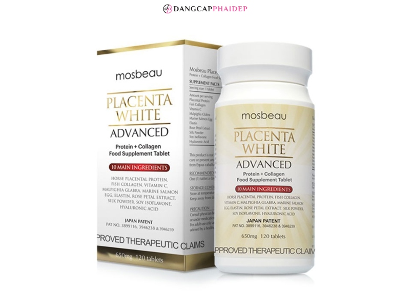 Mosbeau Placenta White Advanced giúp da trắng mịn.