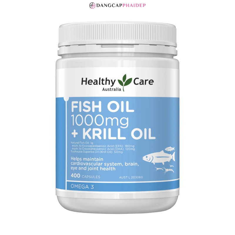 Dầu cá Healthy Care Fish Oil 1000mg with Krill Oil.
