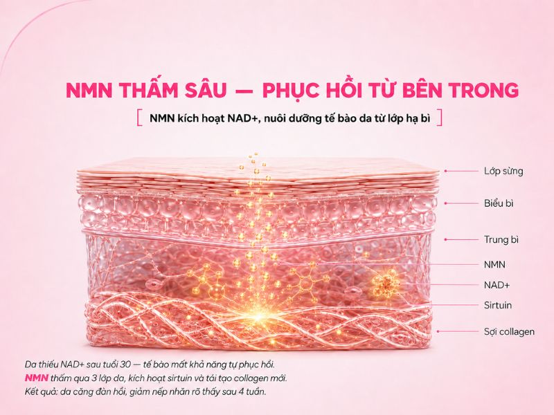 NMN trong mỹ phẩm hoạt động như thế nào trên da?