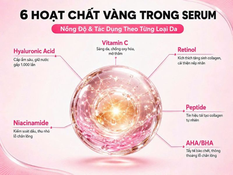 Các hoạt chất phổ biến trong serum huyết thanh