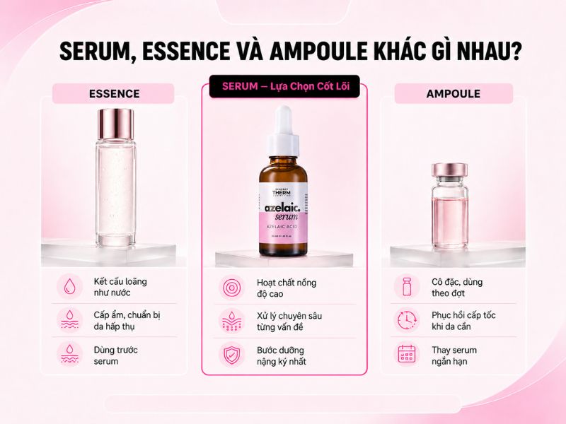 Serum, essence và ampoule khác nhau như thế nào?