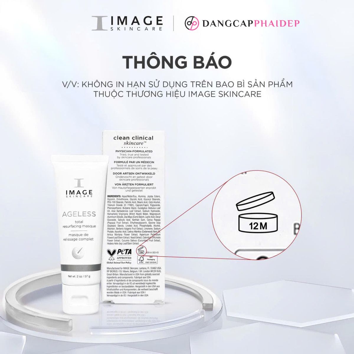 Thông báo không in hạn sử dụng trên sản phẩm Image Skincare