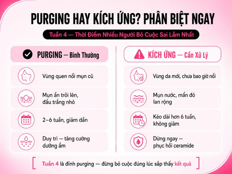 Purging hay kích ứng: cách phân biệt và xử lý từng trường hợp