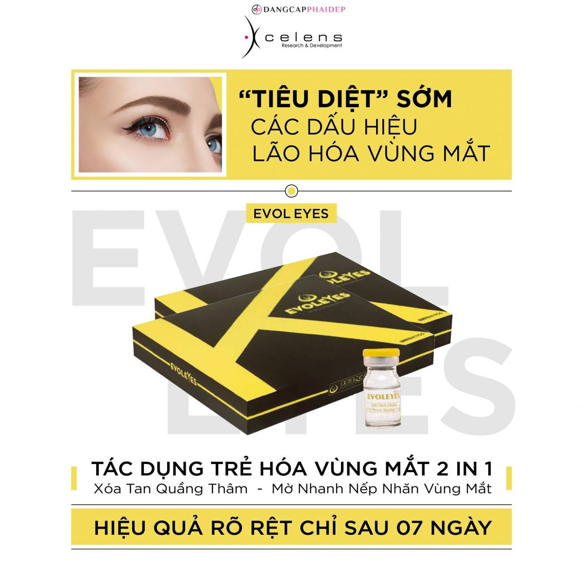 Xcelens Evol Eyes thích hợp cho những ai muốn sở hữu vùng mắt sáng mịn.